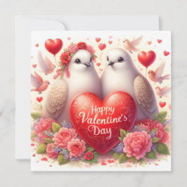 Tarjeta de felicitación con palomas enamoradas