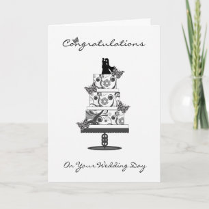 tarjeta de felicitación con pastel boda