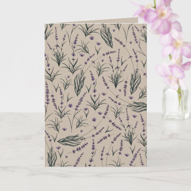 Tarjeta de felicitación con patrón botánico de lav (Orquídea)