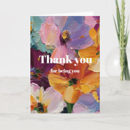 Tarjeta de Felicitación con Pintura Floral Impasto