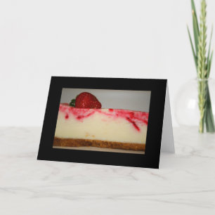 Tarjeta de felicitación con queso de fresa y tarje