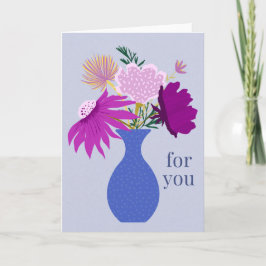 Tarjeta de felicitación con ramo floral morado par