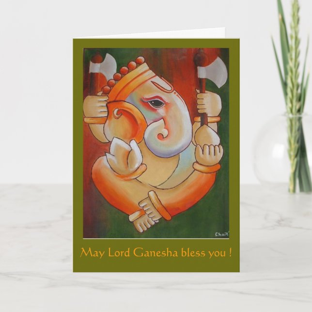 Tarjeta de felicitación con señor Ganesha (Anverso)