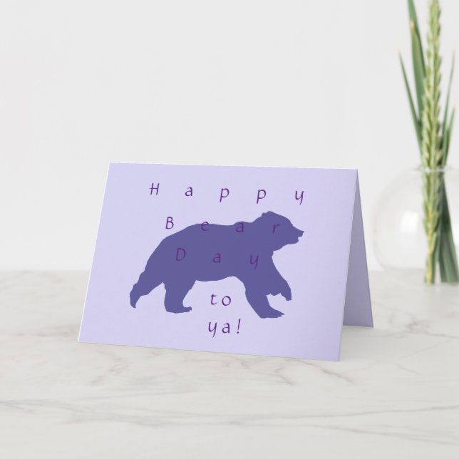 Tarjeta de felicitación con silueta de oso púrpura (Anverso)