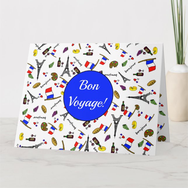 Tarjeta de Felicitación con Tema Francés Bon Voyag (Anverso)