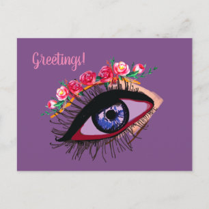 Tarjeta de felicitación con texto de dibujo de ojo