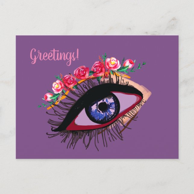 Tarjeta de felicitación con texto de dibujo de ojo (Anverso)