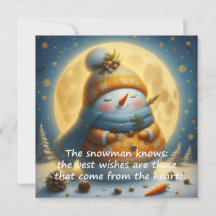 Tarjeta de felicitación con un muñeco de nieve ado