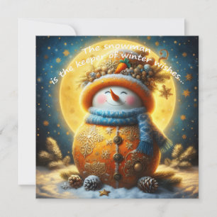 Tarjeta de felicitación con un muñeco de nieve ado