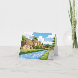 tarjeta de felicitación con vista de pueblo de Cot