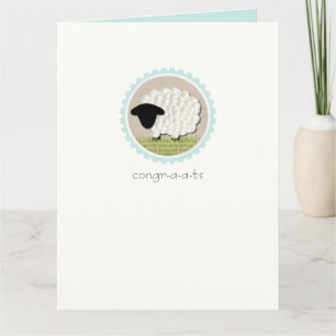 Tarjeta de felicitación "Congr-a-ts" de cordero pe
