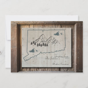 Tarjeta de felicitación Connecticut Rustic Wood Mo