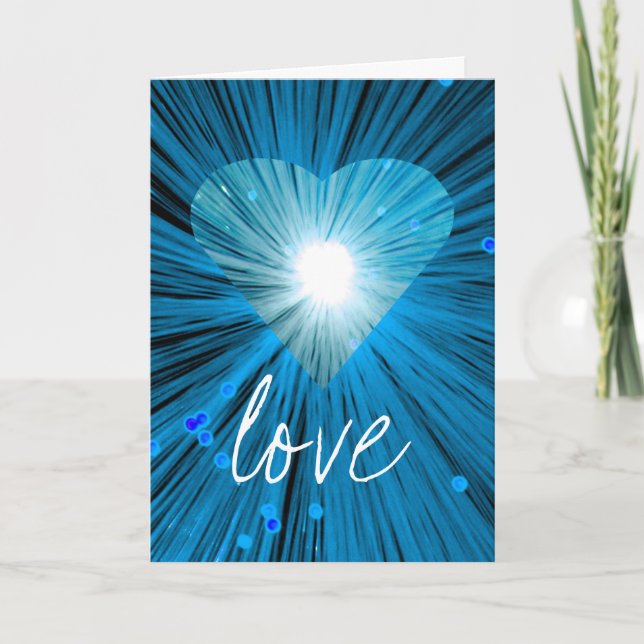 Tarjeta de felicitación 'Corazón Azul' 'Ama' 'Tu T (Anverso)