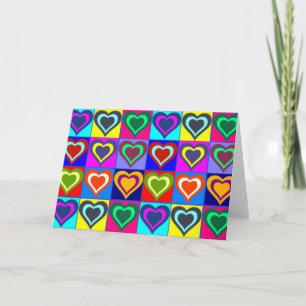 Tarjeta de Felicitación - Corazones Coloridos Pop 