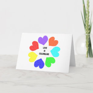 Tarjeta de felicitación Corazones de arcoíris de a