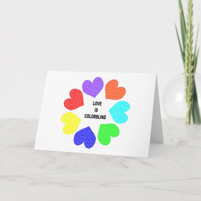 Tarjeta de Felicitación Corazones de Arcoíris de A (Anverso)