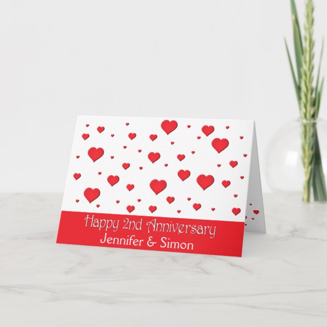 Tarjeta de felicitación - Corazones flotantes - 2º (Anverso)