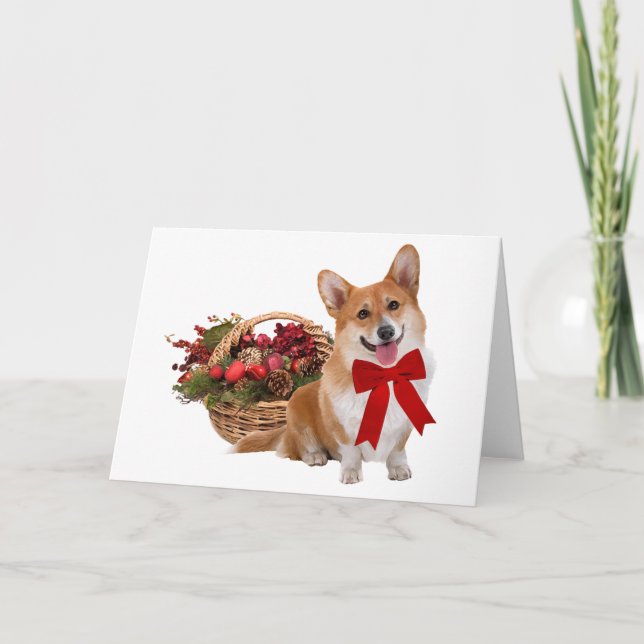 Tarjeta de felicitación "Corgi Navidades" (Anverso)