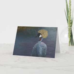 Tarjeta de felicitación coronada gris de la grúa