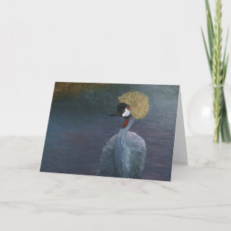 Tarjeta de felicitación coronada gris de la grúa