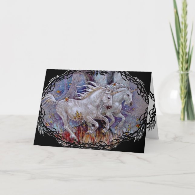 Tarjeta de felicitación - Correr otoño de Unicorn (Anverso)