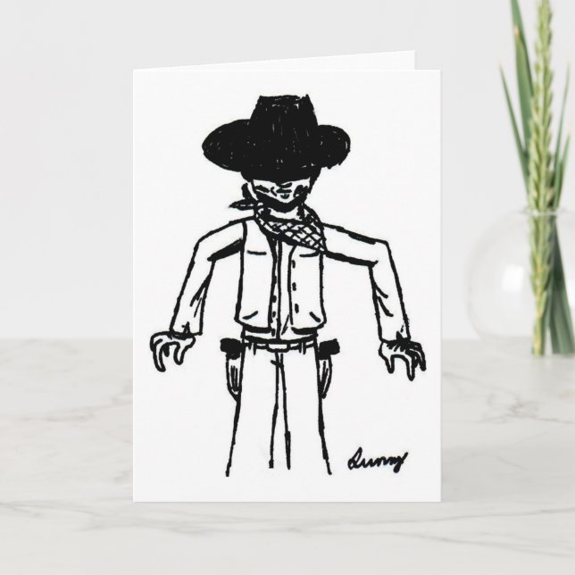 Tarjeta de felicitación Cowboy Sketch (Anverso)