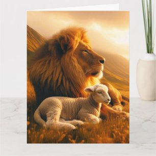 Tarjeta de felicitación cristiana en blanco LION &
