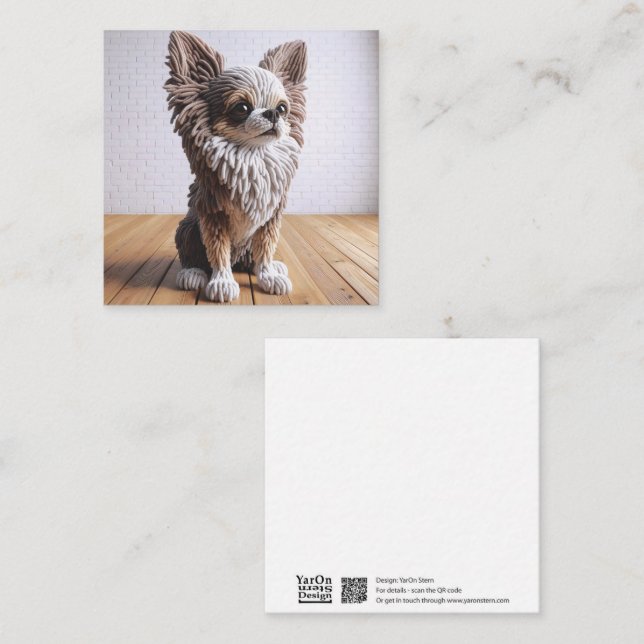 Tarjeta de felicitación Crochet Chihuahua (Anverso / Reverso)