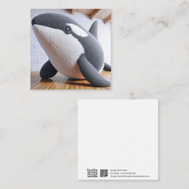 Tarjeta de felicitación Crochet Orca (Anverso / Reverso)
