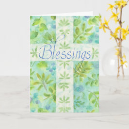 Tarjeta de felicitación cruzada de bendiciones azu