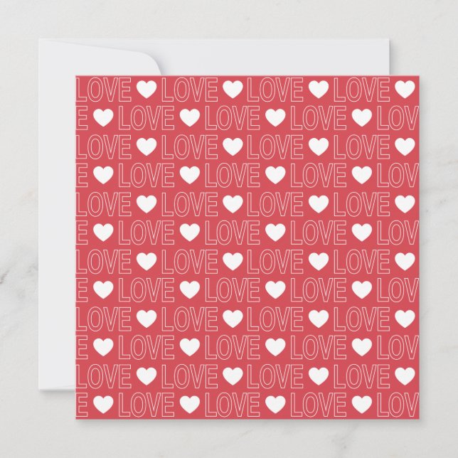 Tarjeta de Felicitación Cuadrada Patrón de Amor -  (Anverso)
