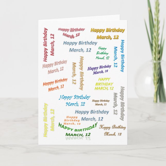 Tarjeta de Felicitación Cumpleaños 12 de Marzo (Anverso)