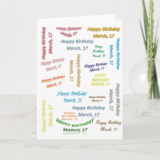 Tarjeta de Felicitación Cumpleaños 17 de Marzo (Anverso)