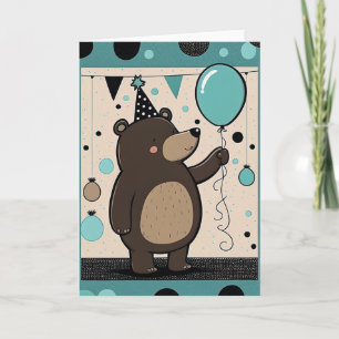 Tarjeta de felicitación Cute Bear Birthday Party