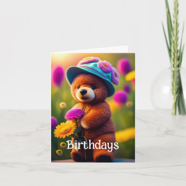 Tarjeta de felicitación Cute Birthday Bear (Anverso)