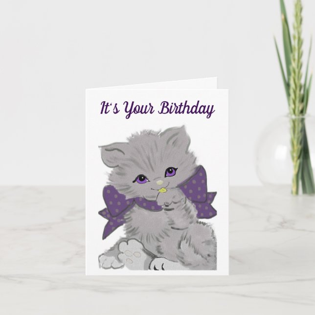 Tarjeta de felicitación Cute Birthday Kitten (Anverso)