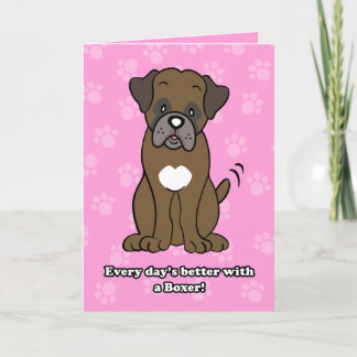 Tarjeta de felicitación Cute Cartoon Dog Boxer