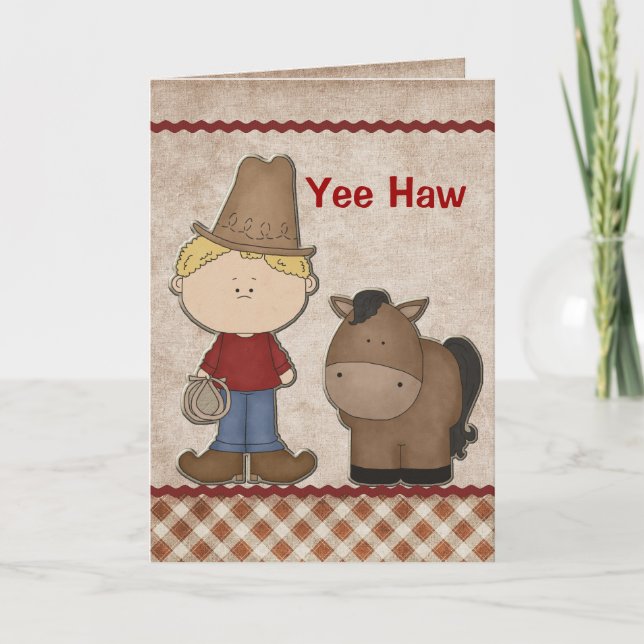 Tarjeta de felicitación Cute Cowboy Birthday (Anverso)