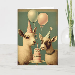 Tarjeta de felicitación Cute Goats Birthday Party