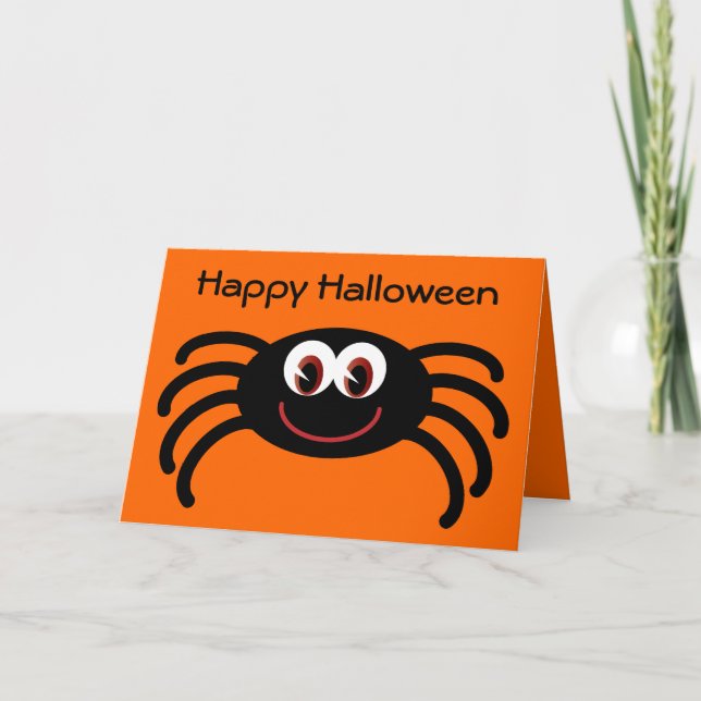 Tarjeta de felicitación Cute Halloween Spider Nara (Anverso)