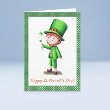Tarjeta de felicitación Cute Leprechaun St. Patric