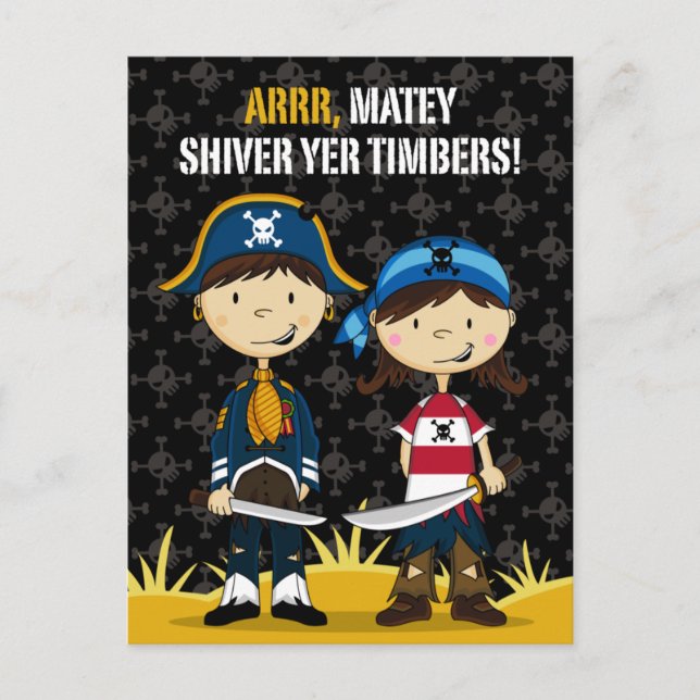Tarjeta de felicitación Cute Pirates (Anverso)