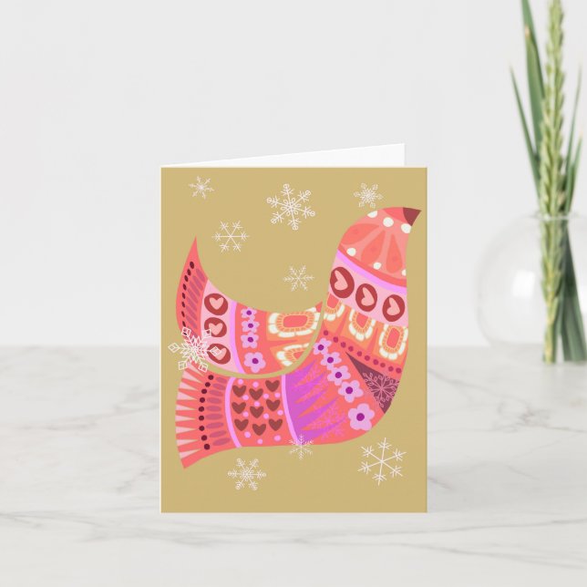 Tarjeta de felicitación Cute Winter Hygge Bird BLA (Anverso)