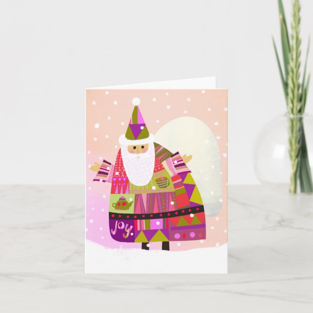 Tarjeta de felicitación Cute Winter Santa BLANK (Anverso)