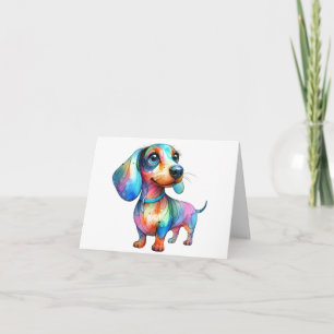Tarjeta de felicitación Dachshund multicolor