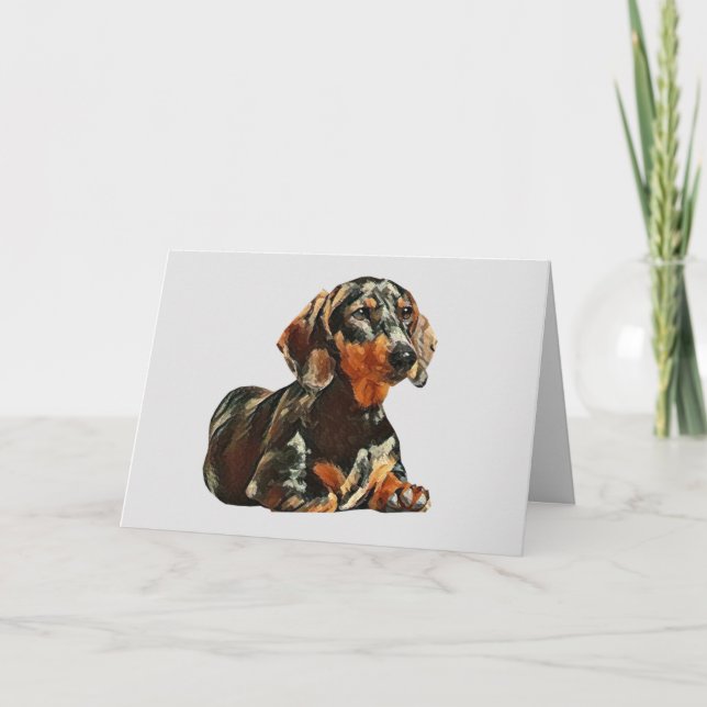 Tarjeta de felicitación Dachshund pintada por Boni (Anverso)