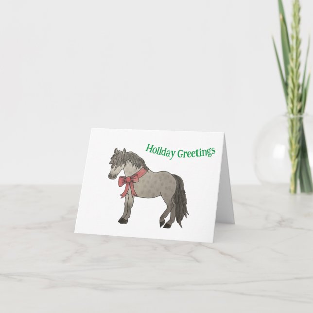 Tarjeta de felicitación Dapple Gray Pony Holiday (Anverso)
