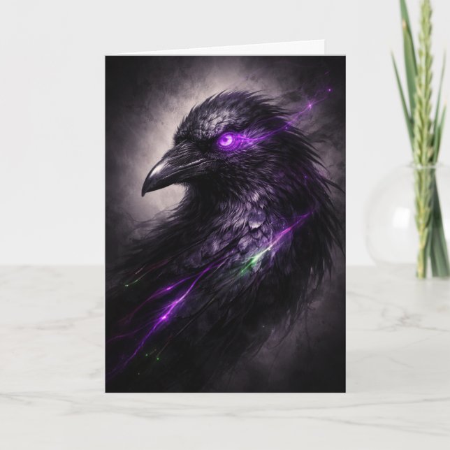 Tarjeta de Felicitación Dark Bloom Raven (Anverso)