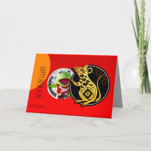 Tarjeta de felicitación de 2020 con papel de rata