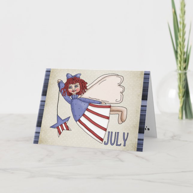 Tarjeta de felicitación de 4 de julio Angel/Cumple (Anverso)